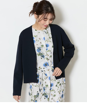 【手洗い可能】レーヨンナイロン総針 カラーレスニットジャケット