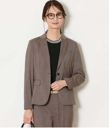 【ウォッシャブル】ウールピンヘッド 1釦テーラードジャケット