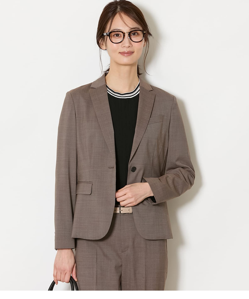 【ウォッシャブル】ウールピンヘッド 1釦テーラードジャケット