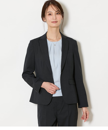 【ウォッシャブル】ウールピンヘッド 1釦テーラードジャケット