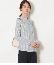 ポリエステル強撚スムース ボウタイブラウス