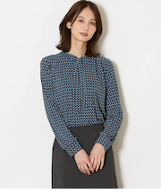 ポリエステル強撚スムース ボウタイブラウス