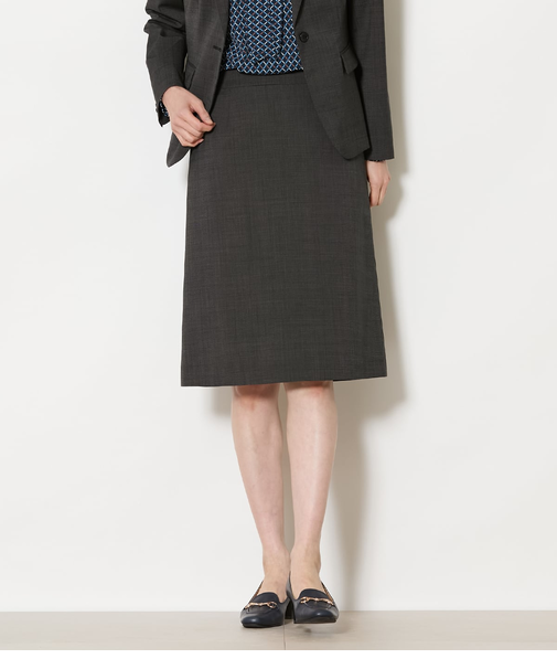 【ウォッシャブル】ウールピンヘッド Aラインスカート