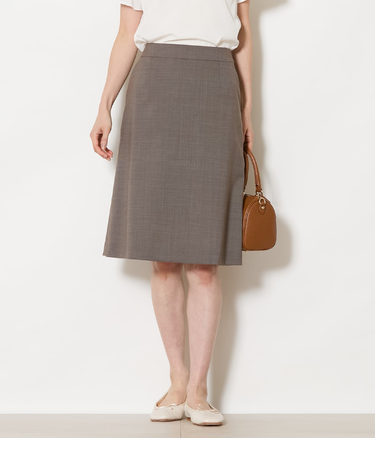 【ウォッシャブル】ウールピンヘッド Aラインスカート