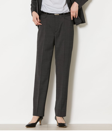 【ウォッシャブル】ウールピンヘッド テーパードパンツ