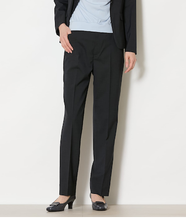 【ウォッシャブル】ウールピンヘッド テーパードパンツ