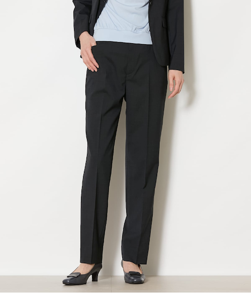 【ウォッシャブル】ウールピンヘッド テーパードパンツ