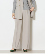 【ウォッシャブル】ブライトツイル 1タックワイドパンツ