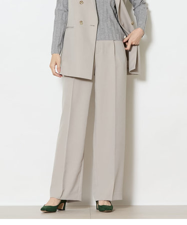 【ウォッシャブル】ブライトツイル 1タックワイドパンツ