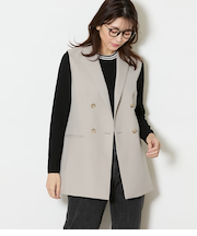 【ウォッシャブル】ブライトツイル ピークドラペルダブルブレストジレ