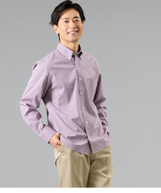 NY FitEase マイクロタッターソール 長袖ショートボタンダウンシャツ