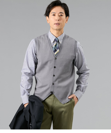 【ウォッシャブル】Vネック 前開きニットベスト