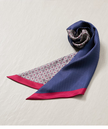 小紋×ピンドット 剣先スカーフ
