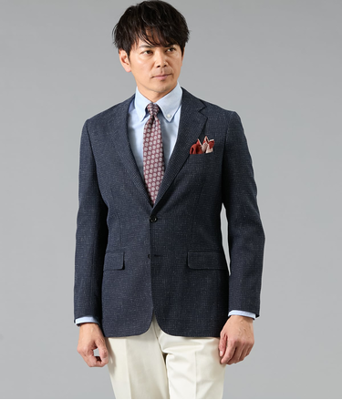 三者混メッシュ サマーツィード チェック ジャケット