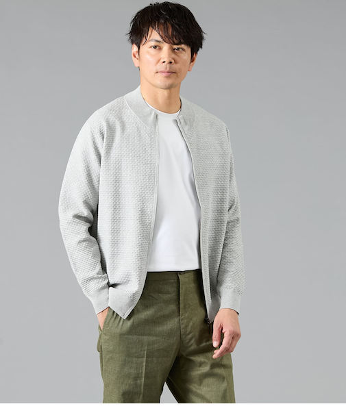 【ウォッシャブル】モックネック スタンドジップアップ カーディガン