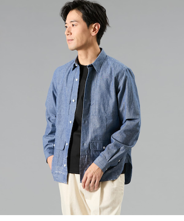 ダンガリー クレイジーパターン 長袖 オーバーサイズシャツ