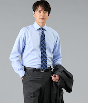 NY CARE FREE ツイル 長袖ワイドカラーシャツ