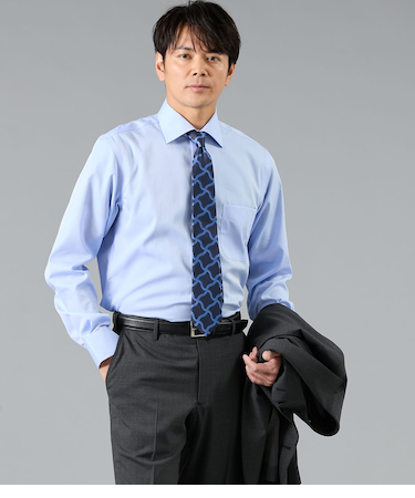 NY CARE FREE ツイル 長袖ワイドカラーシャツ