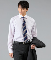 NY CARE FREE ストライプ 長袖ワイドカラーシャツ