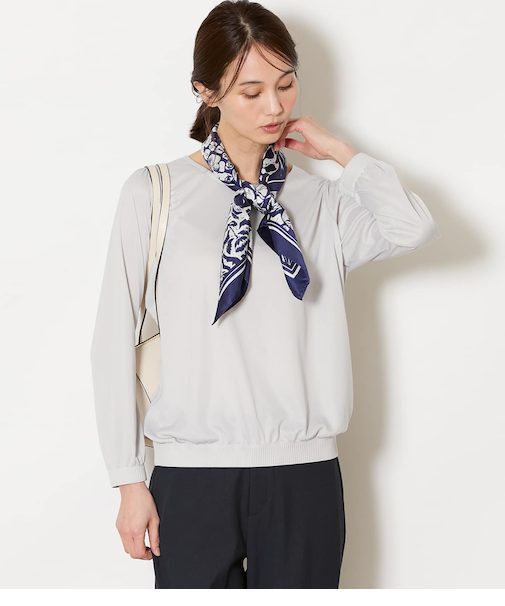 ポリエステルスムース シャーリングTブラウス