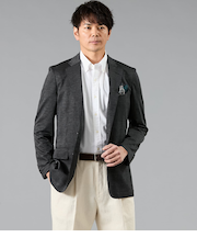 【ウォッシャブル・ストレッチ】MOVING COMFORT グレンチェック ジャージー ジャケット(セットアップ対応)