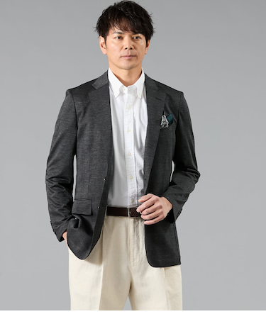 【ウォッシャブル・ストレッチ】MOVING COMFORT グレンチェック ジャージー ジャケット(セットアップ対応)