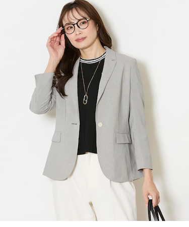 【吸水速乾・接触冷感・防しわ・ウォッシャブル】ドライクロス 1釦テーラードジャケット