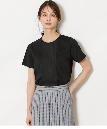 【吸水速乾】プレーディング天竺 ピンタック半袖プルオーバー