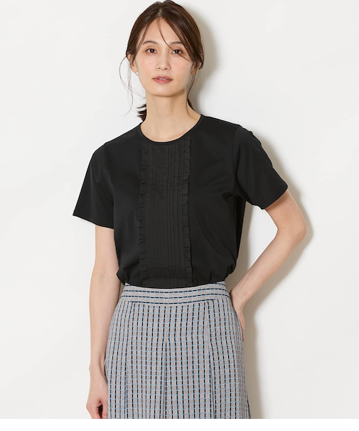 【吸水速乾】プレーディング天竺 ピンタック半袖プルオーバー