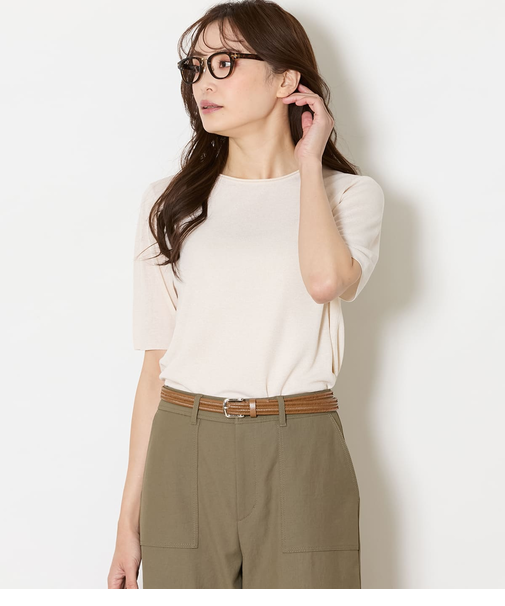 ヴィスコースポリエステル 5分袖プルオーバー