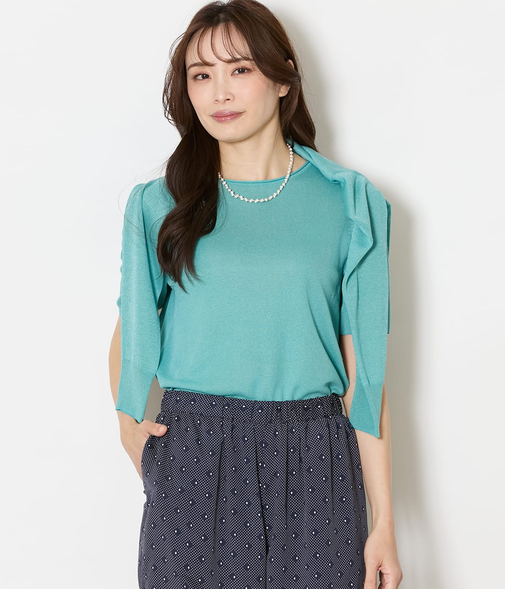 ヴィスコースポリエステル 5分袖プルオーバー