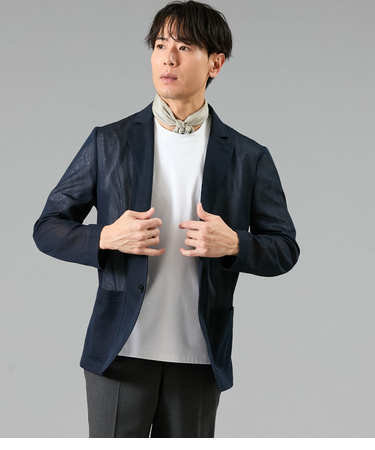 【ウォッシャブル】Wカバーラッセルシアー ジャケットカーディガン