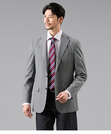 【ウォッシャブル・防シワ・ストレッチ】FLEX COMFORT 千鳥 ジャージー ジャケット(セットアップ対応)