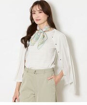 セルロースポリエステル天竺 メタルボタンクルーネックカーディガン