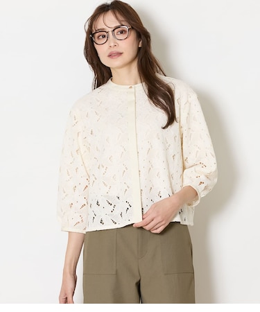 リーフモチーフラッセルレース ブラウスジャケット