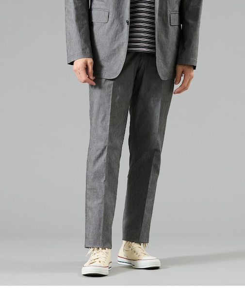 【ウォッシャブル・ストレッチ】ムーンフェイス ウエストアジャストパンツ（セットアップ対応）