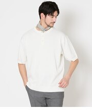 【ウォッシャブル】ヘンリーネック ハーフスリーブニット