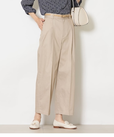 スラブシャンブレー タックワイドパンツ