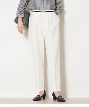 ストレッチツイル ワンタック1タックテーパードパンツ(ホワイト)