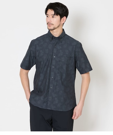 バタフライジャカード 半袖ショートボタンダウンシャツ