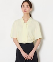 ソフトジョーゼット フレア5分袖ボウタイブラウス