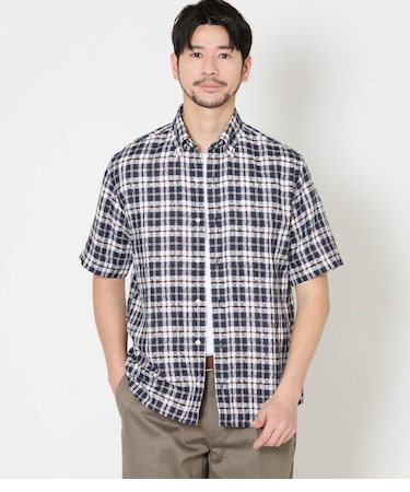 サンライトニューヨーカータータン 半袖ショートボタンダウンシャツ