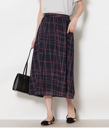 シアースウィングチェック ゴムギャザースカート