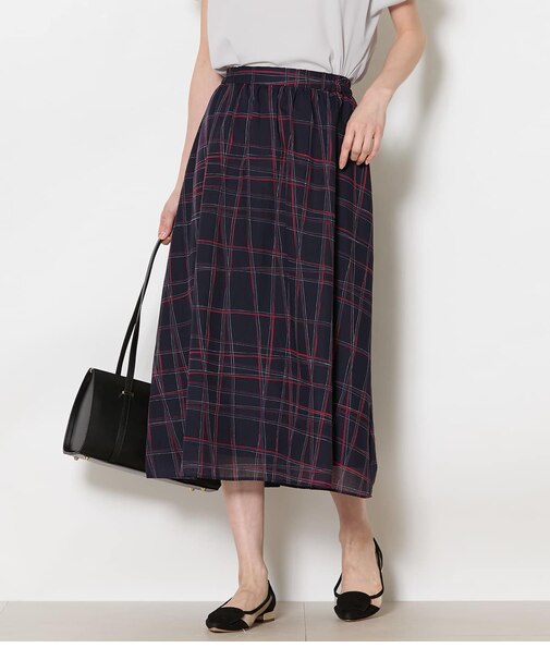シアースウィングチェック ゴムギャザースカート