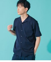 【ウォッシャブル・軽量・ストレッチ】エフォートレス オープンカラー半袖ニットシャツ