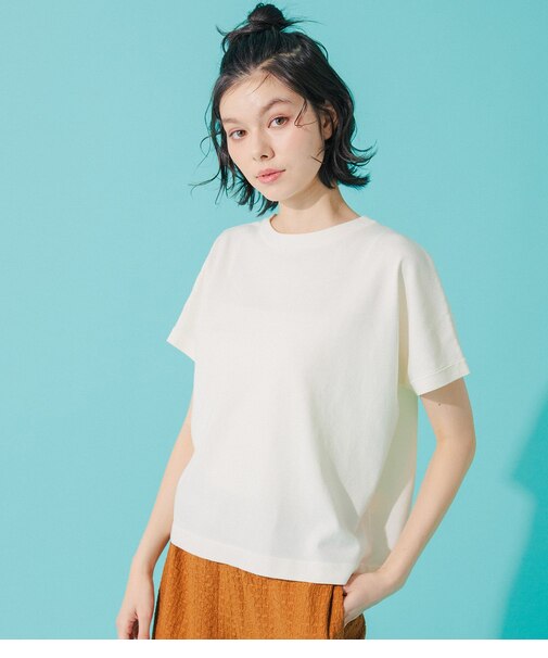 【ドライタッチ・着映え】クルーネックニットTシャツ