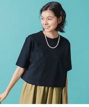 【遮熱・着回し】ロゴプリントショート丈Tシャツ