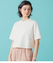 【遮熱・着回し】ロゴプリントショート丈Tシャツ