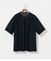 ジャカードストライプ ヘンリーネック Tシャツ