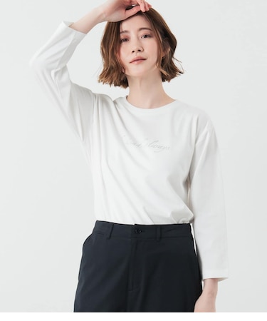 be kind always 箔プリント7分袖Tシャツ